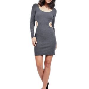 KAIA Collective Gray Ribbed Knit Bodycon Dress with Cutouts Size XXL